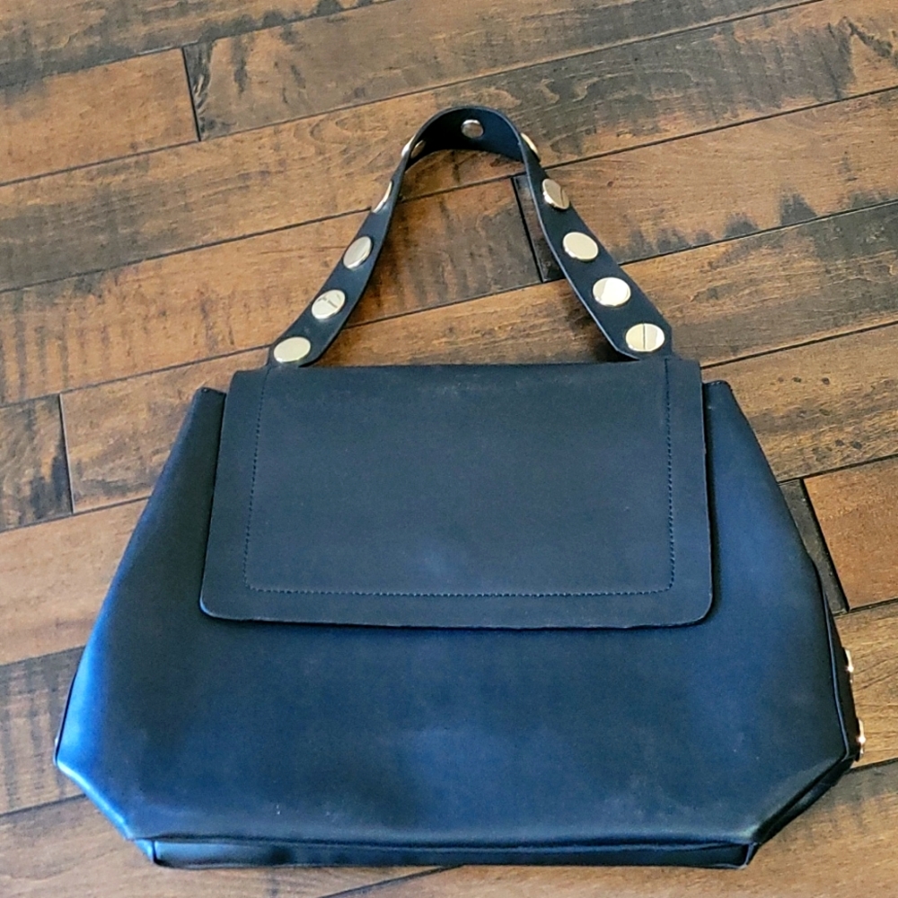BLACK French Connection handbag with gold.metal hardware.